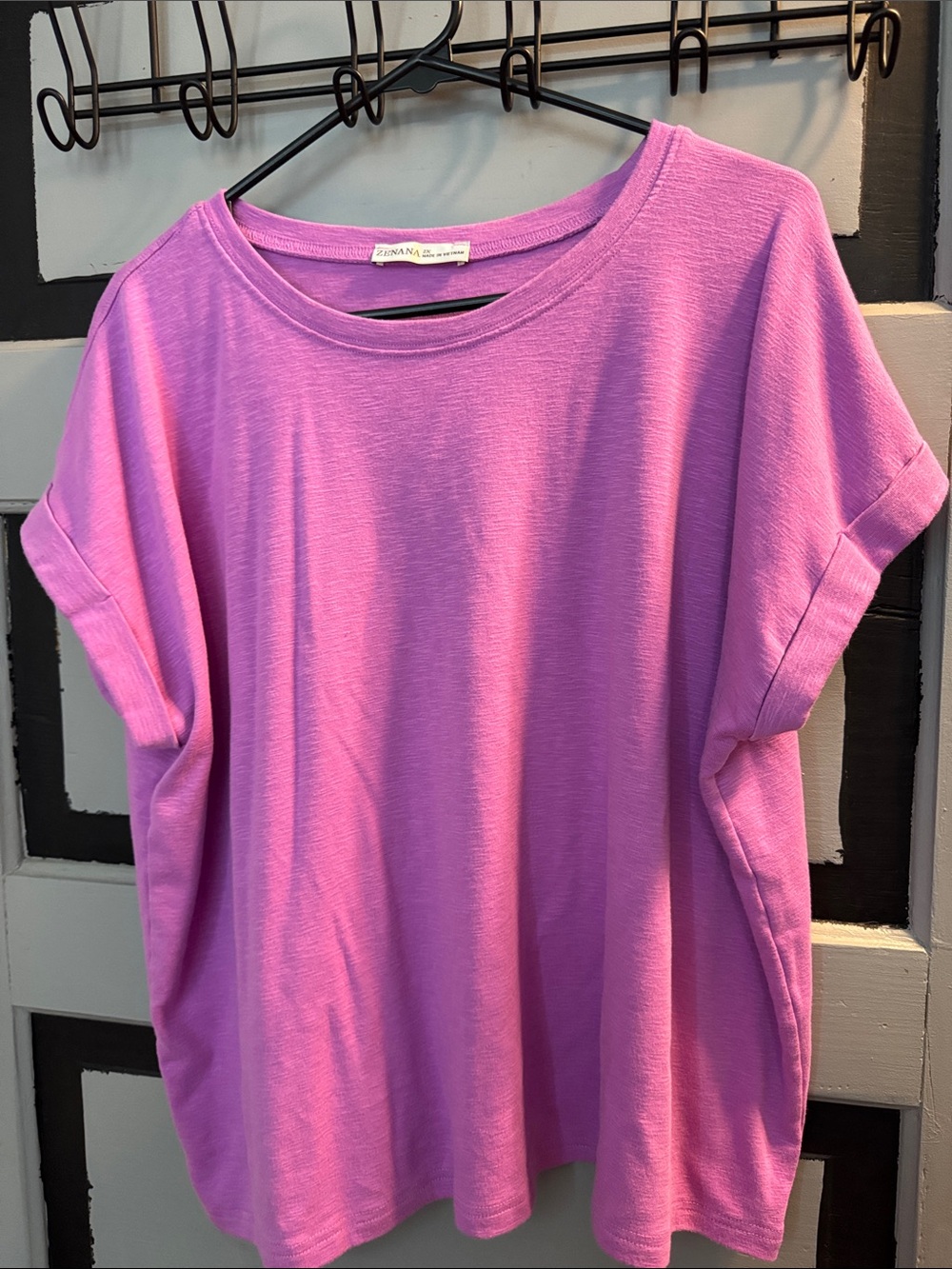 Zenana Outfitters Pink Lavender Easy Crew Short Sleeve Tee
